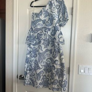 FARM Rio One Shoulder Eyelet Midi Dress